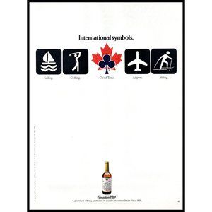 1988 Canadian Club Rye Whisky Whiskey Vintage Print ad Highway Sign Symbols Art